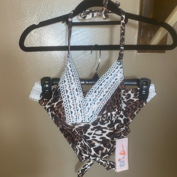 beautyin Women's Crochet Lace Bikini Two Piece Triangle Swimsuit Bathing Suits - Picture 3 of 4